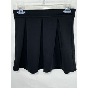 Bethany Mota Juniors Sz S Pleated Black Knit Flare Mini Skirt Schoolgirl Classic